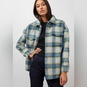 [Rails] Turner Button Front Plaid Cobalt Lime Smoke Patch Pocket Shirt Jacket